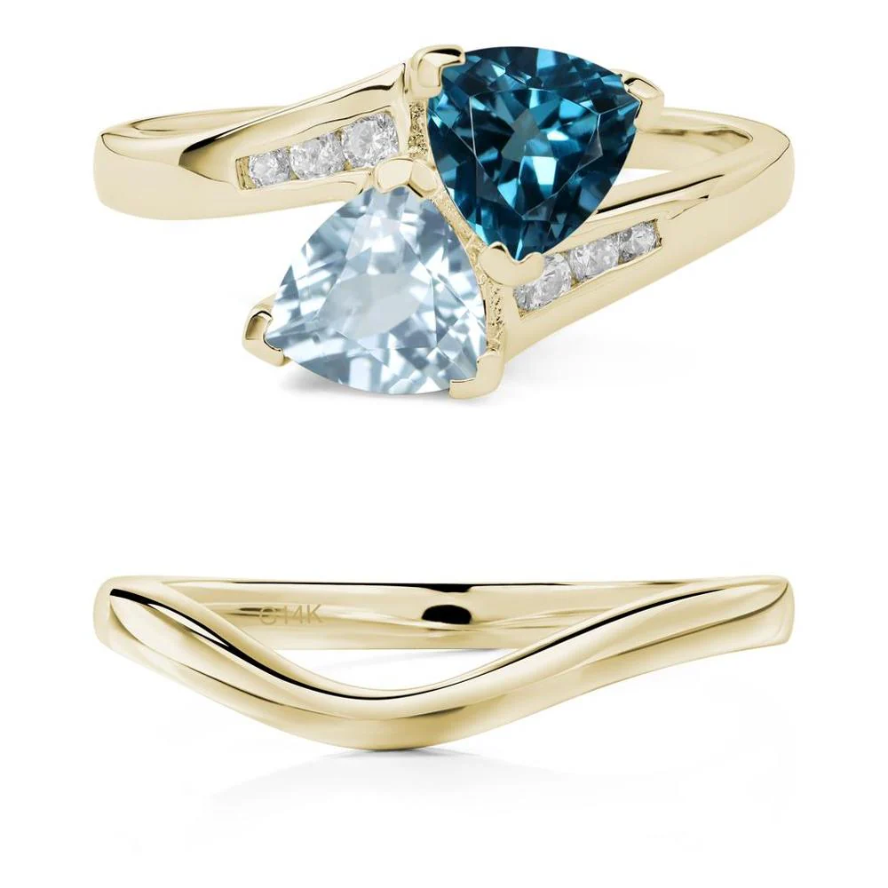 London Blue Topaz and Aquamarine Ring - Image 15