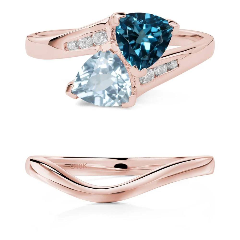 London Blue Topaz and Aquamarine Ring - Image 17