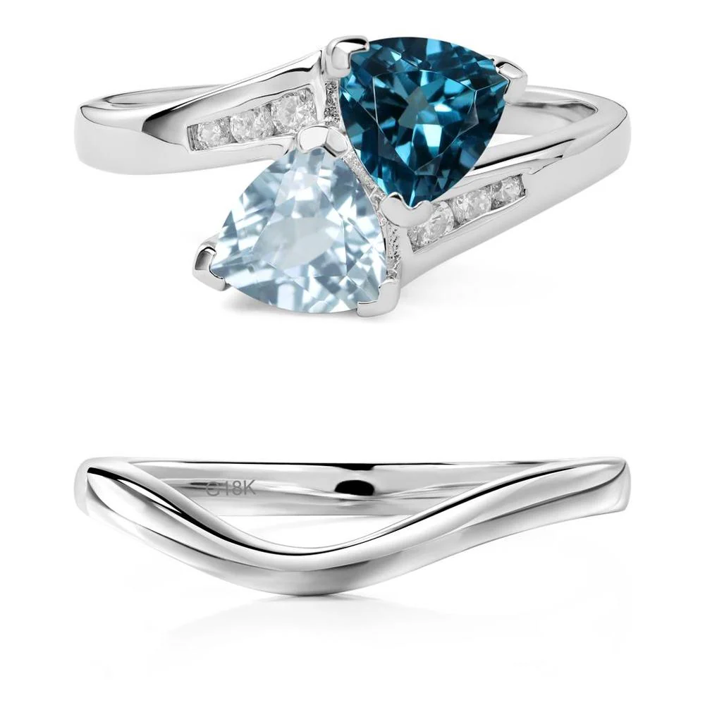London Blue Topaz and Aquamarine Ring - Image 19
