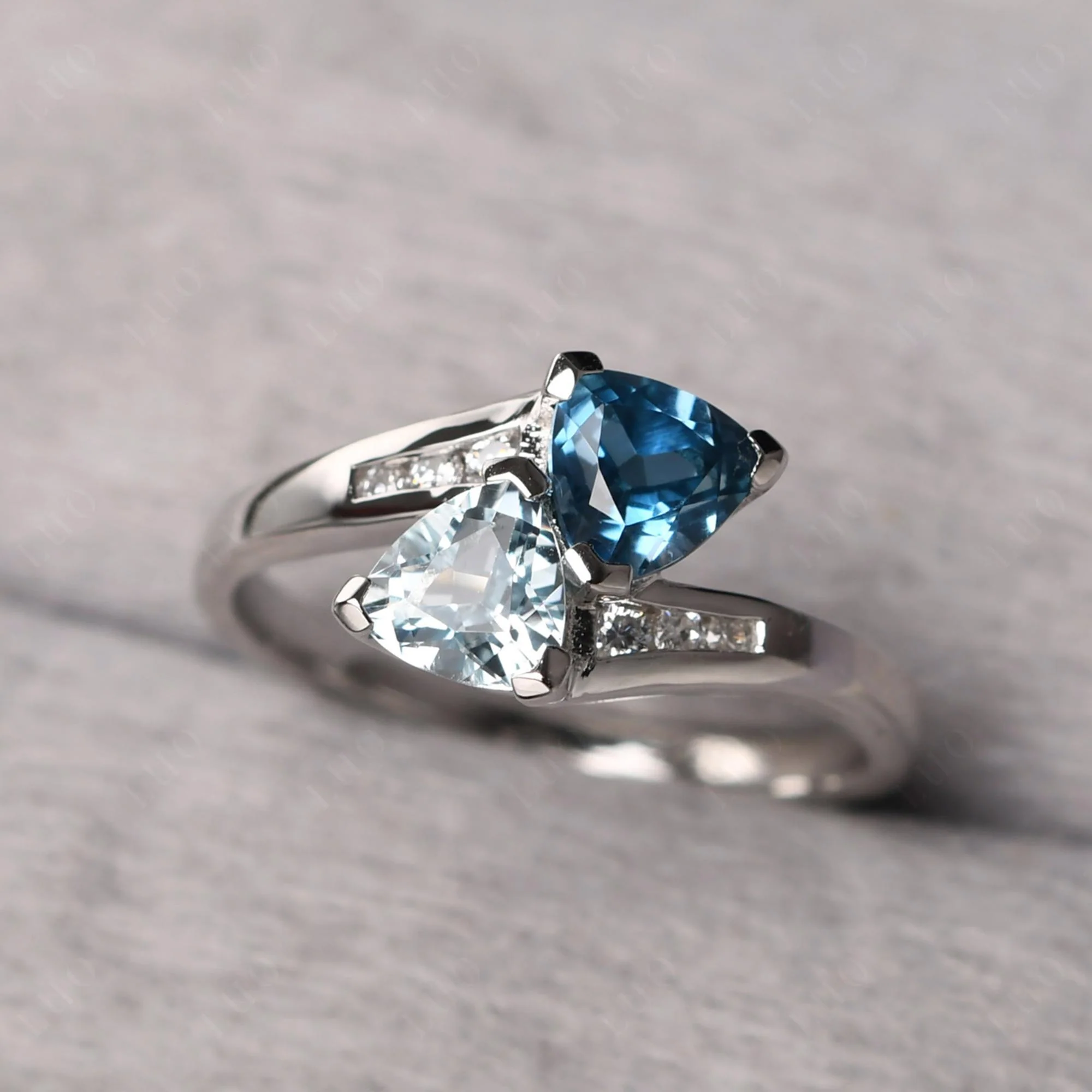 London Blue Topaz and Aquamarine Ring - Image 29