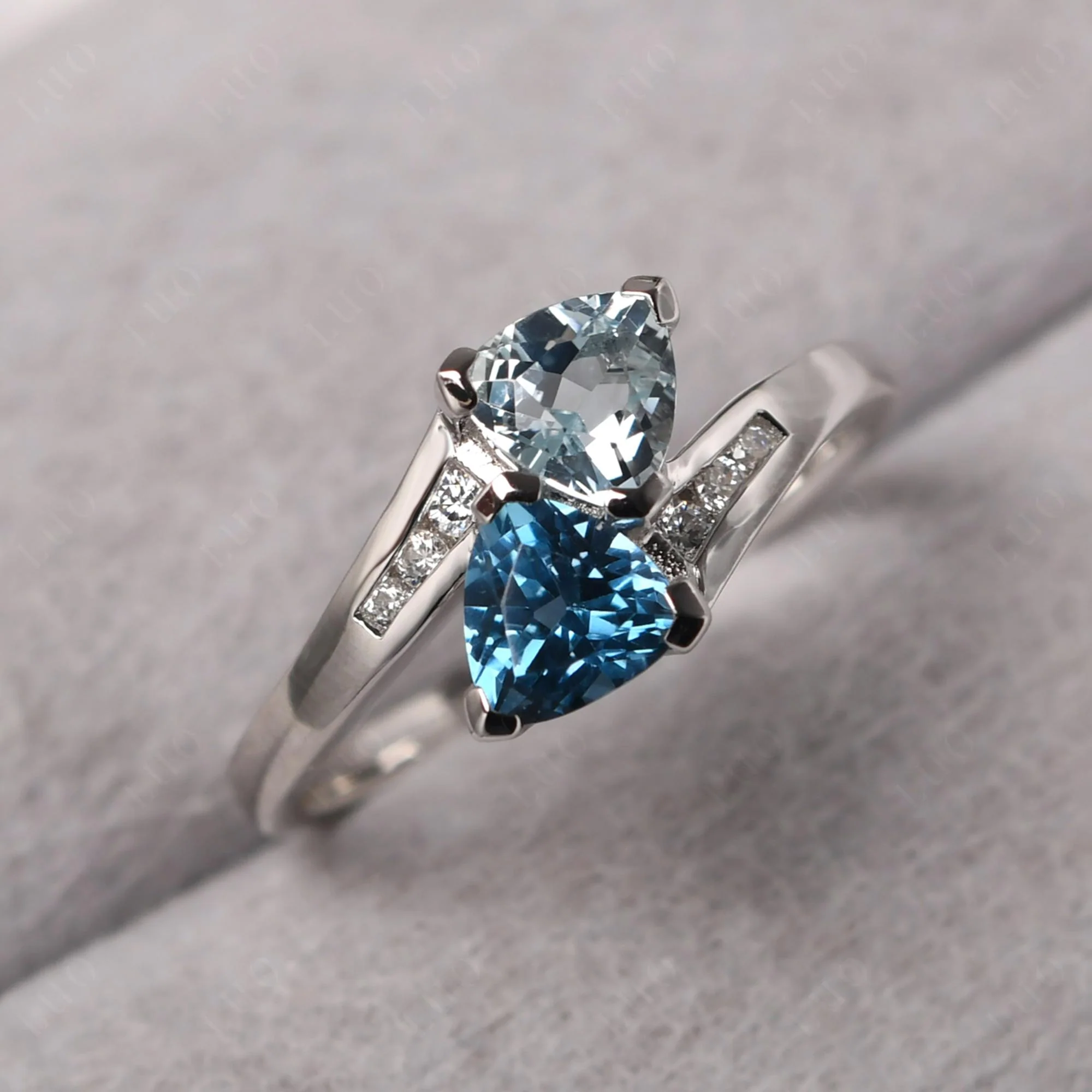 London Blue Topaz and Aquamarine Ring - Image 30