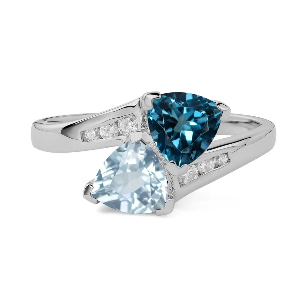 London Blue Topaz and Aquamarine Ring - Image 9