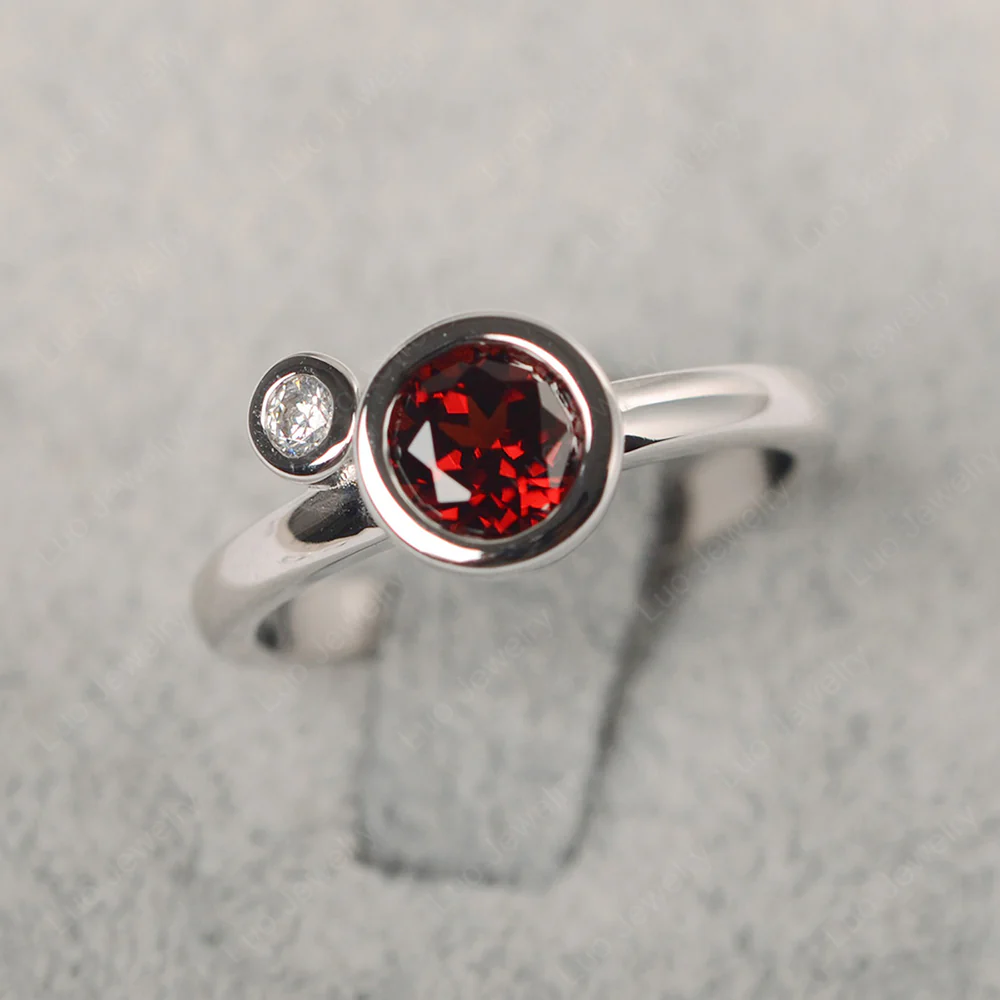 2 Stone Bezel Set Garnet Mothers Ring