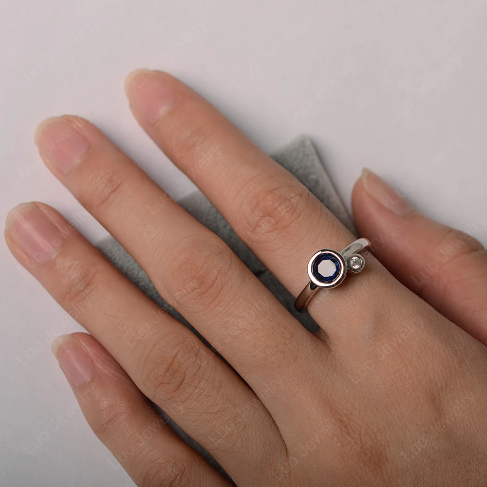 2 Stone Bezel Set Sapphire Mothers Ring - Image 4