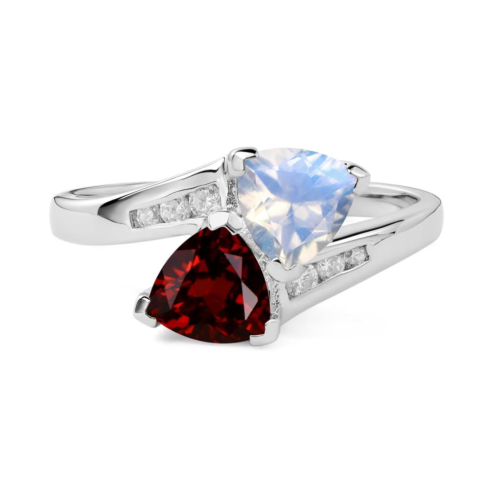 Moonstone and Garnet Ring