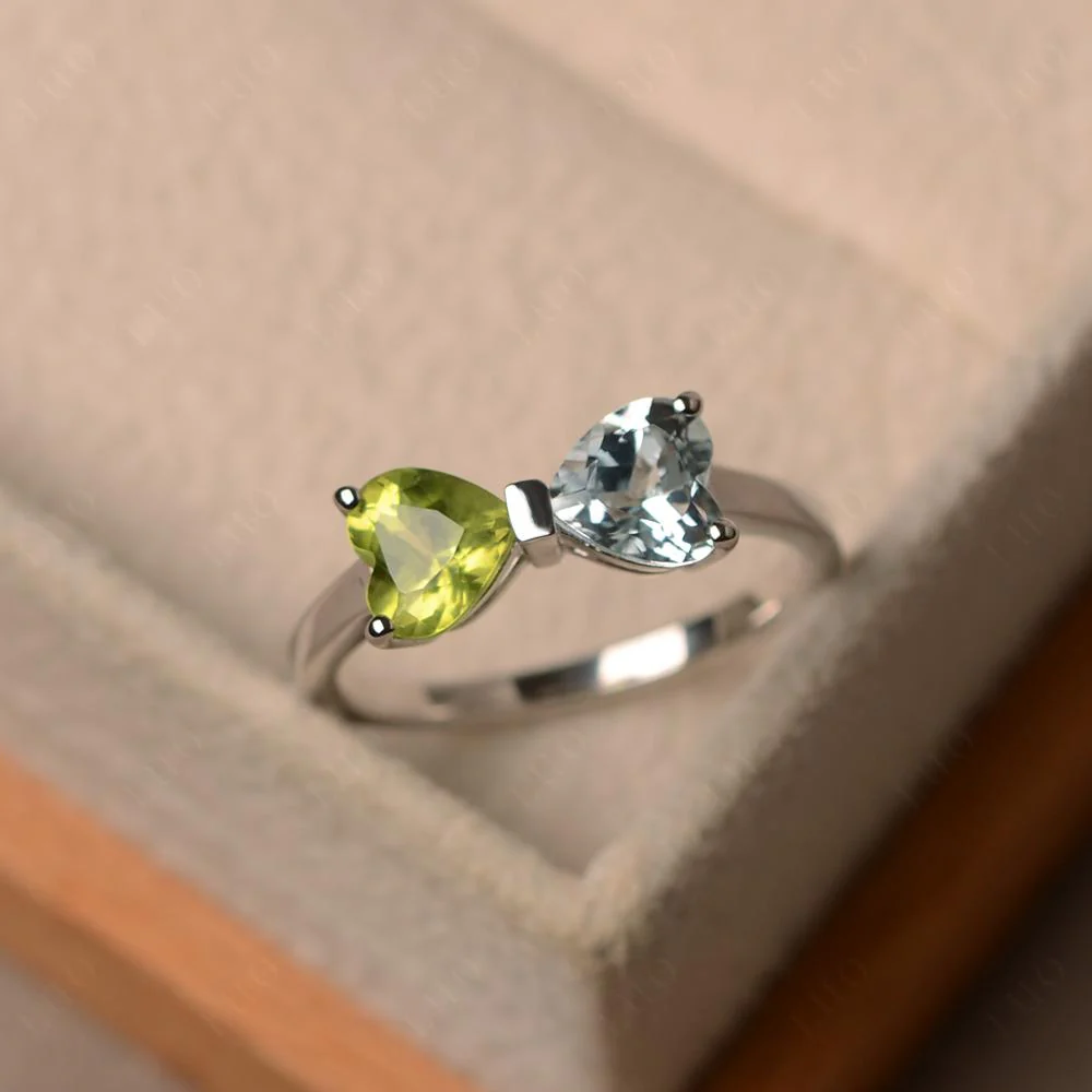 Heart Aquamarine and Peridot Ring - Image 10