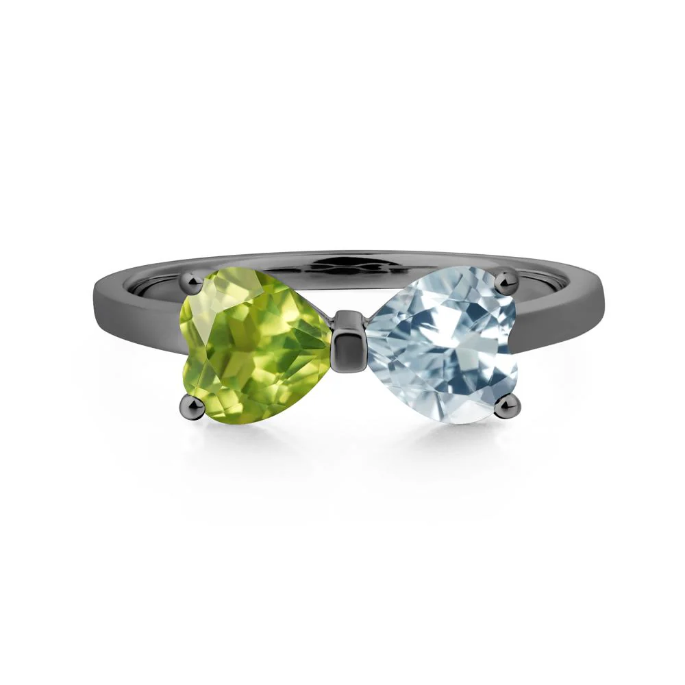 Heart Aquamarine and Peridot Ring - Image 3