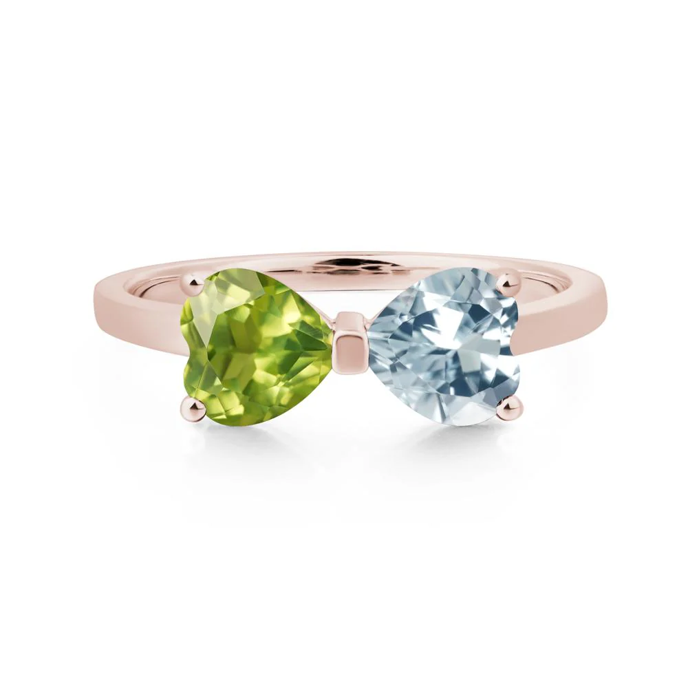 Heart Aquamarine and Peridot Ring - Image 5
