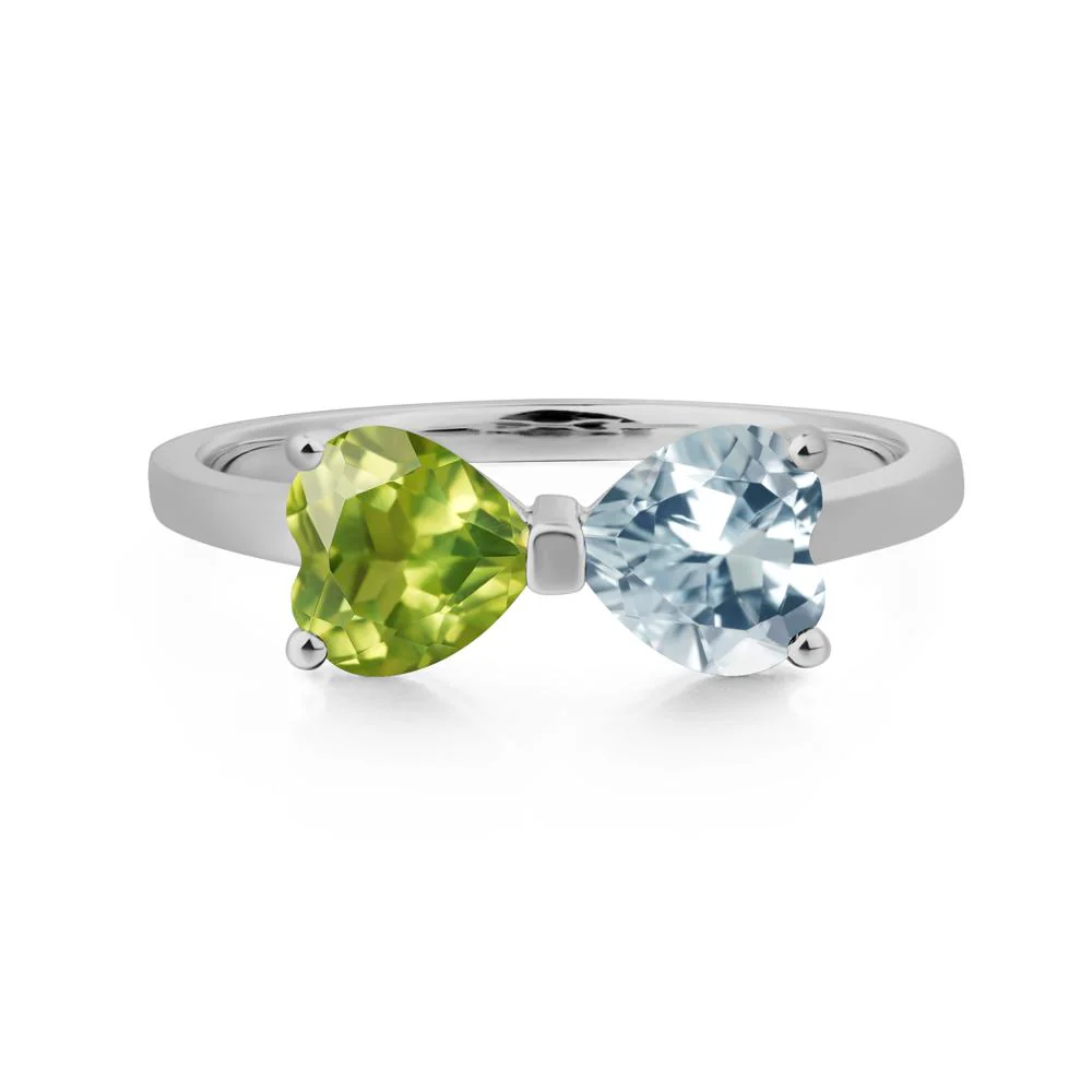 Heart Aquamarine and Peridot Ring - Image 6