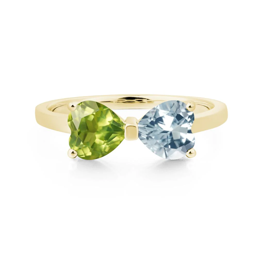 Heart Aquamarine and Peridot Ring - Image 8