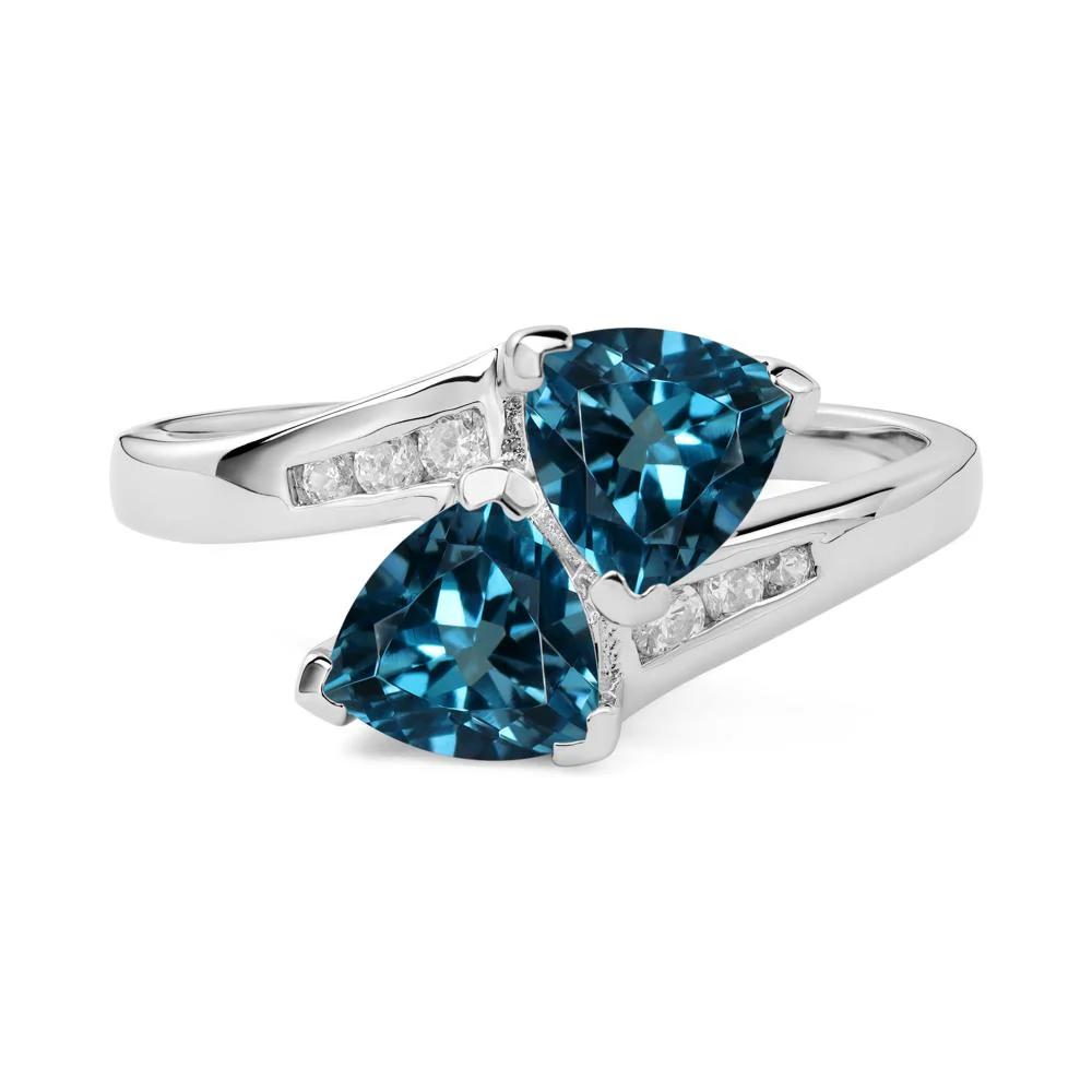 London Blue Topaz Two Stone Bypass Ring