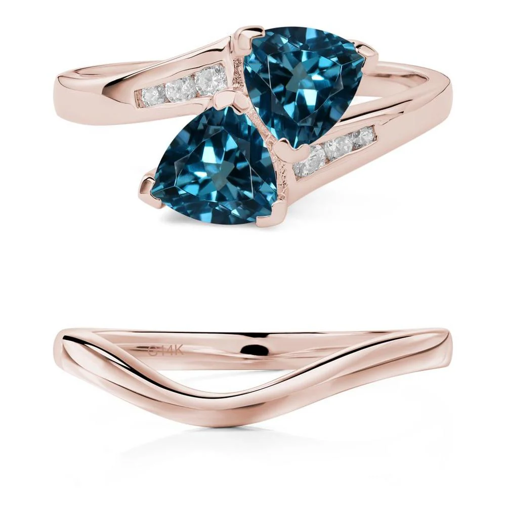 London Blue Topaz Two Stone Bypass Ring - Image 11