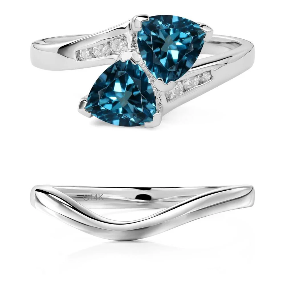London Blue Topaz Two Stone Bypass Ring - Image 13