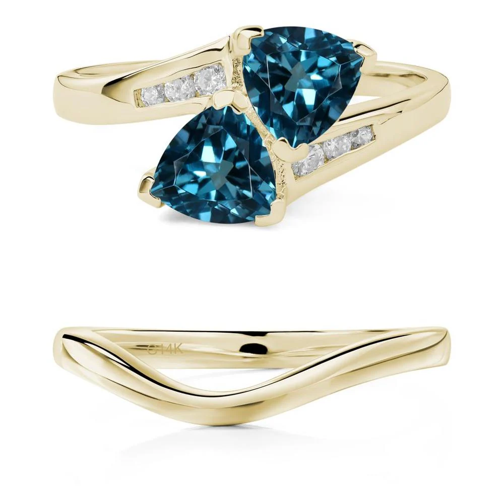 London Blue Topaz Two Stone Bypass Ring - Image 15