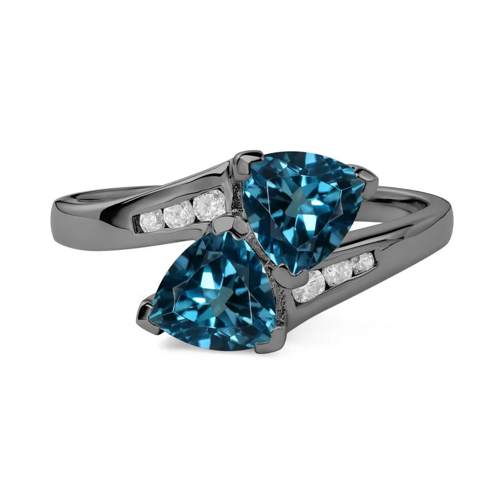London Blue Topaz Two Stone Bypass Ring - Image 2