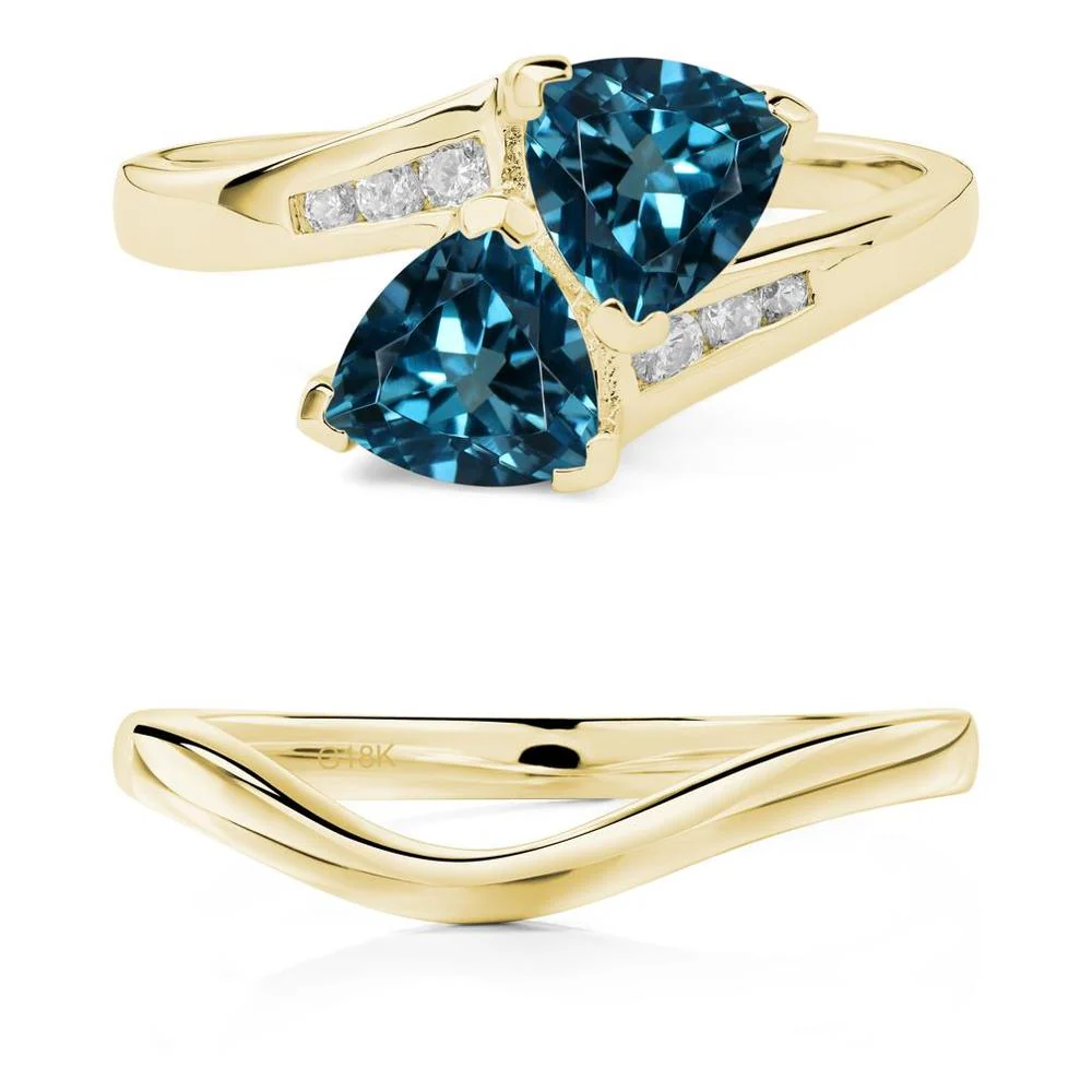 London Blue Topaz Two Stone Bypass Ring - Image 21