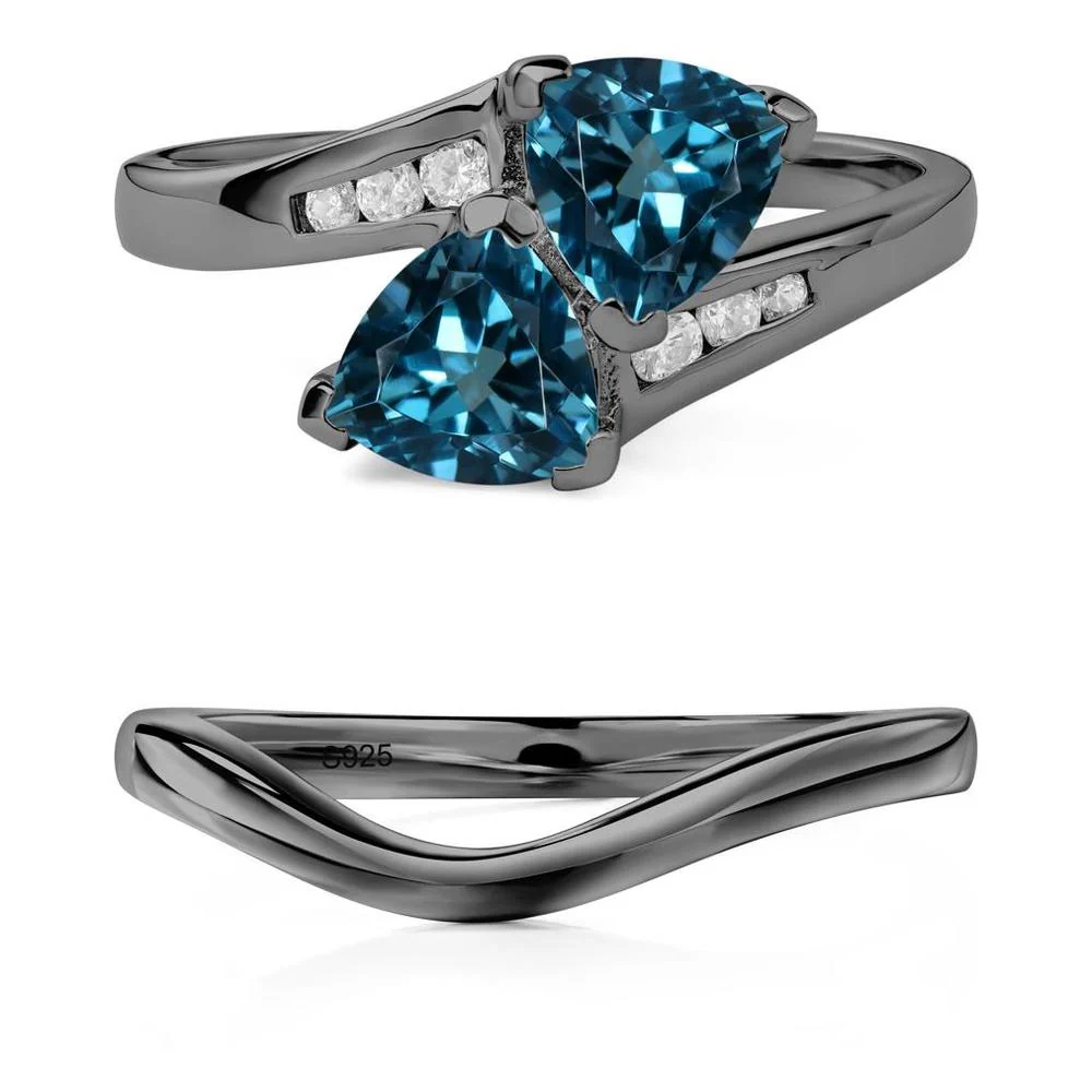 London Blue Topaz Two Stone Bypass Ring - Image 23