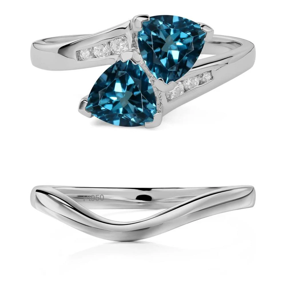 London Blue Topaz Two Stone Bypass Ring - Image 25