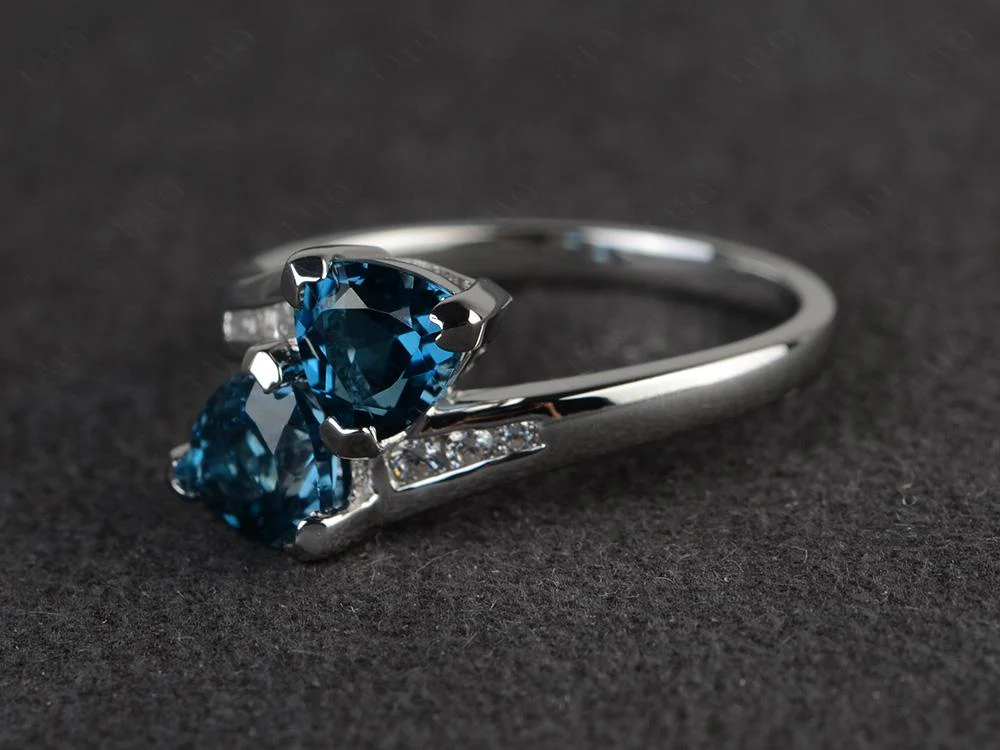 London Blue Topaz Two Stone Bypass Ring - Image 30