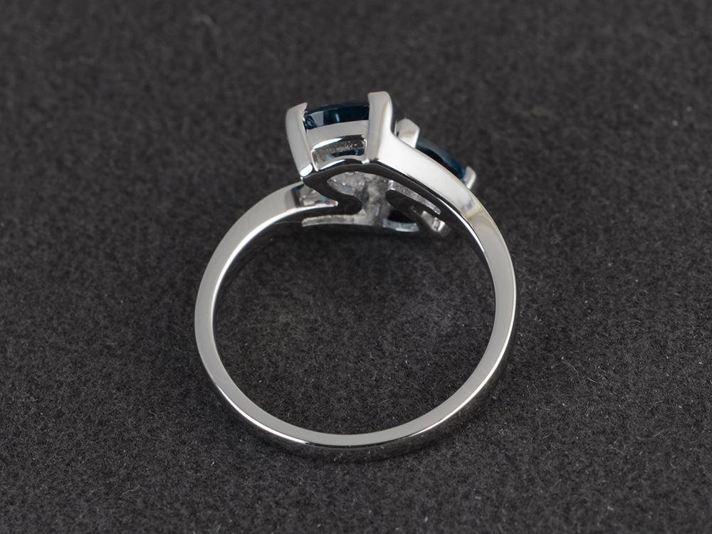 London Blue Topaz Two Stone Bypass Ring - Image 31