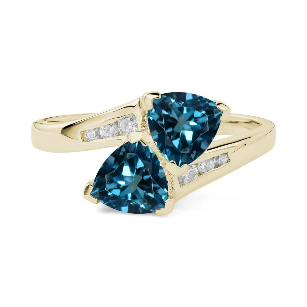 London Blue Topaz Two Stone Bypass Ring - Image 4