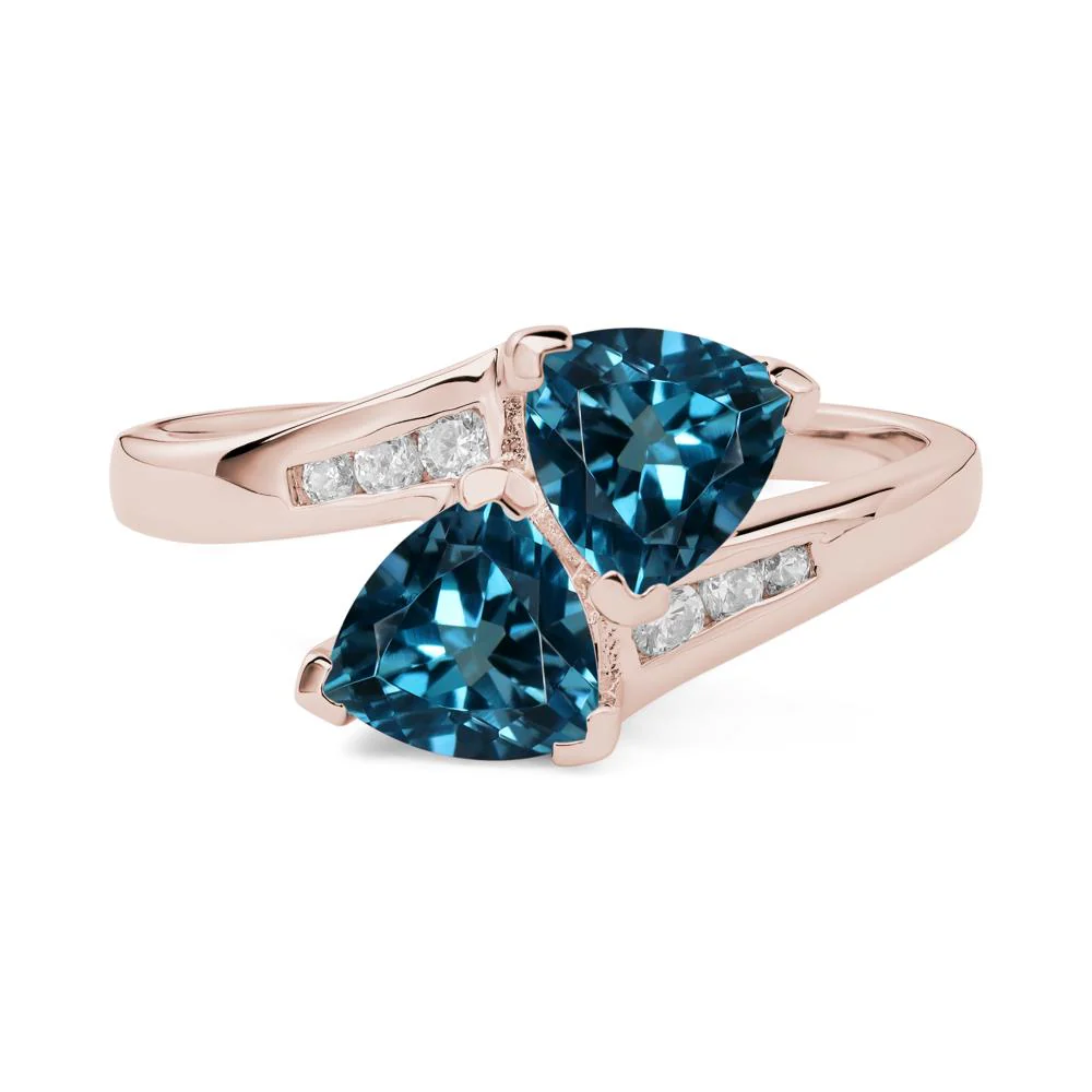 London Blue Topaz Two Stone Bypass Ring - Image 5