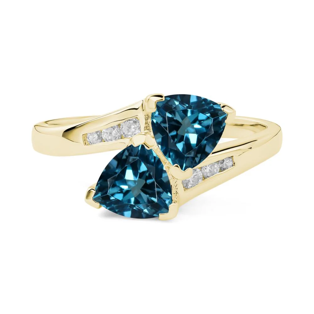 London Blue Topaz Two Stone Bypass Ring - Image 7