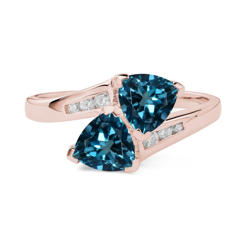 London Blue Topaz Two Stone Bypass Ring - Image 8