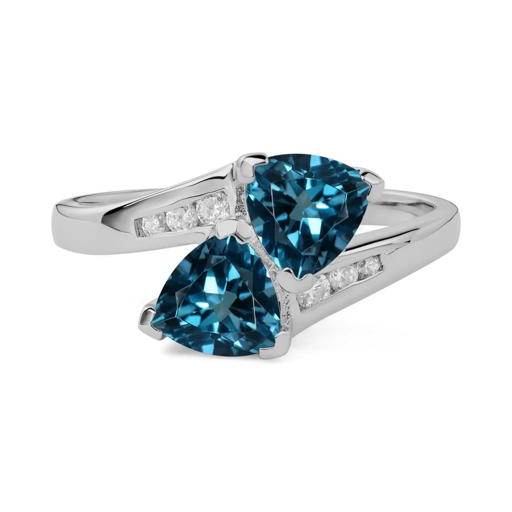 London Blue Topaz Two Stone Bypass Ring - Image 9