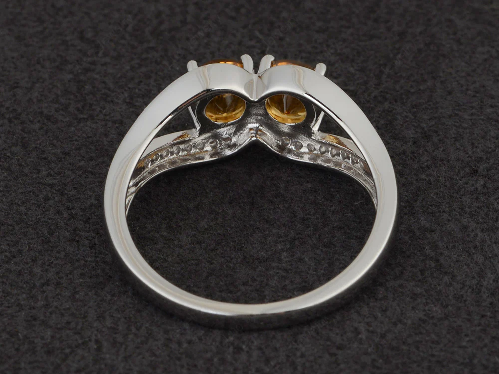 Citrine Two Stone Split Shank Ring - Image 3