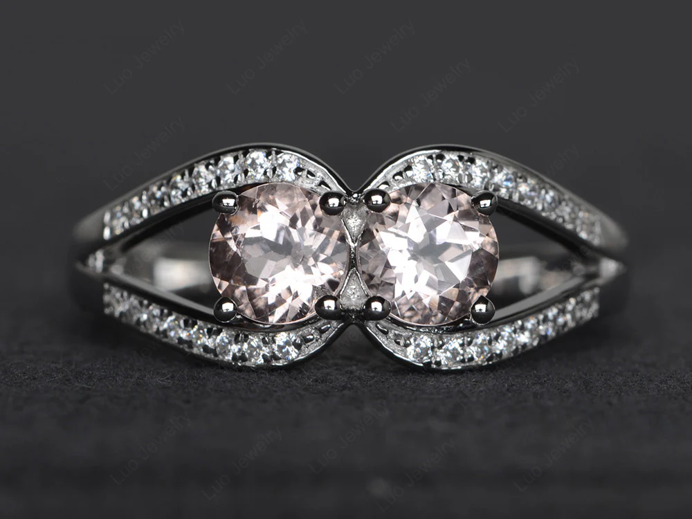 Morganite Two Stone Split Shank Ring