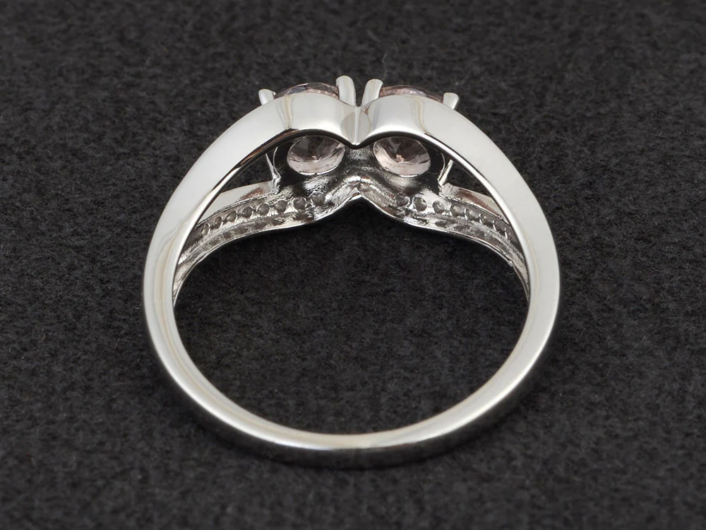 Morganite Two Stone Split Shank Ring - Image 3