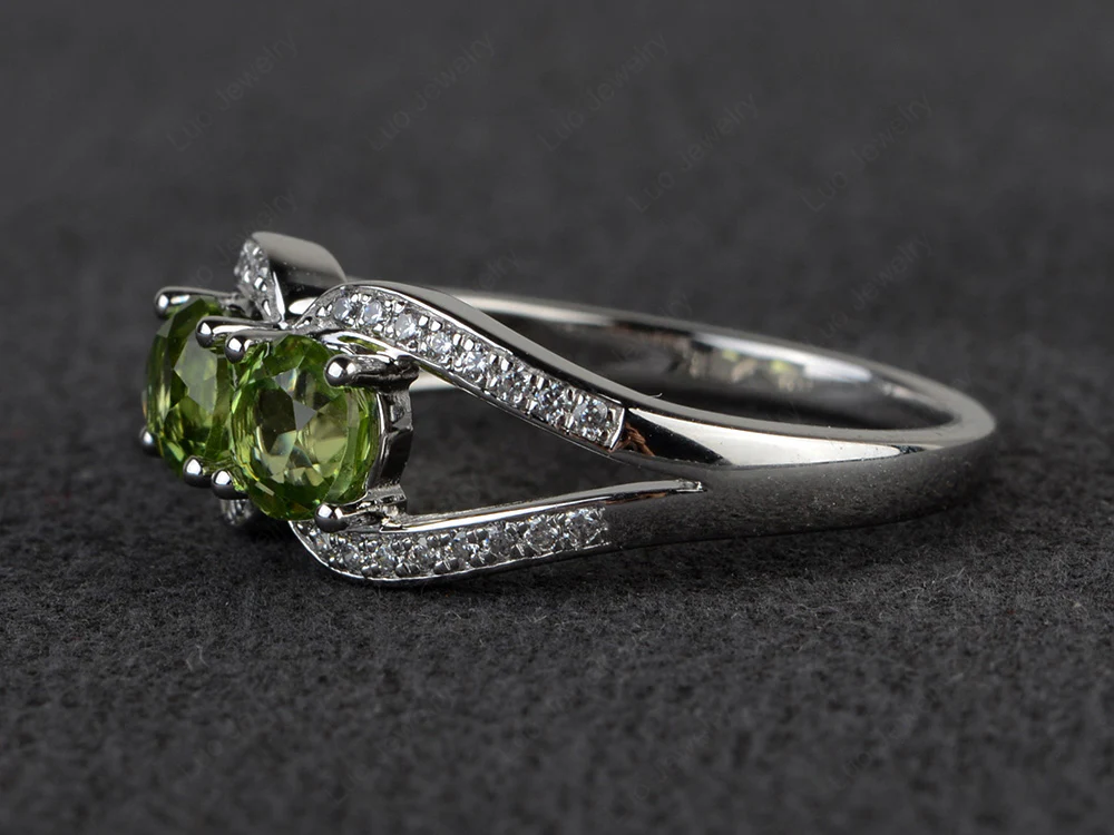 Peridot Two Stone Split Shank Ring - Image 2