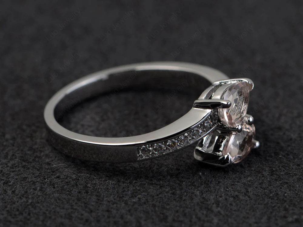 Morganite Two Stone Pear Ring - Image 2
