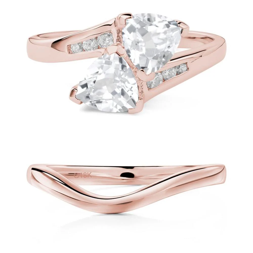 White Topaz Two Stone Bypass Ring - Image 17