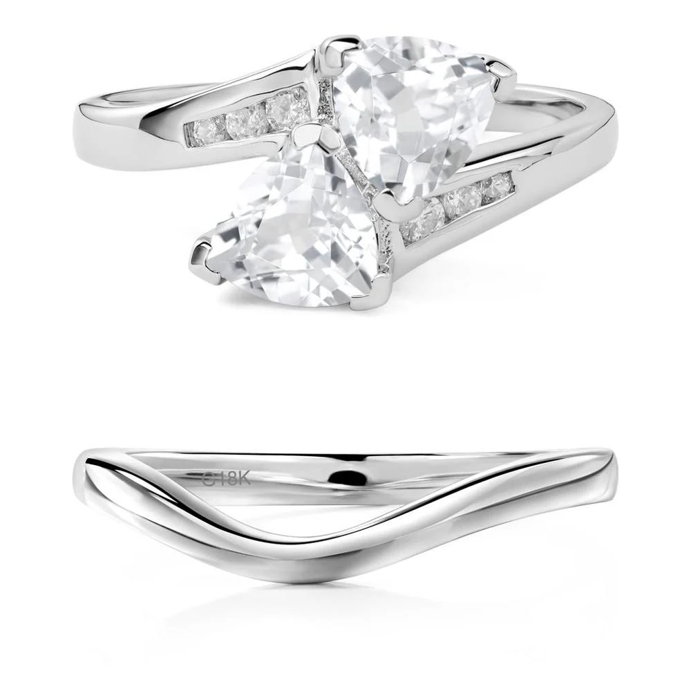 White Topaz Two Stone Bypass Ring - Image 19
