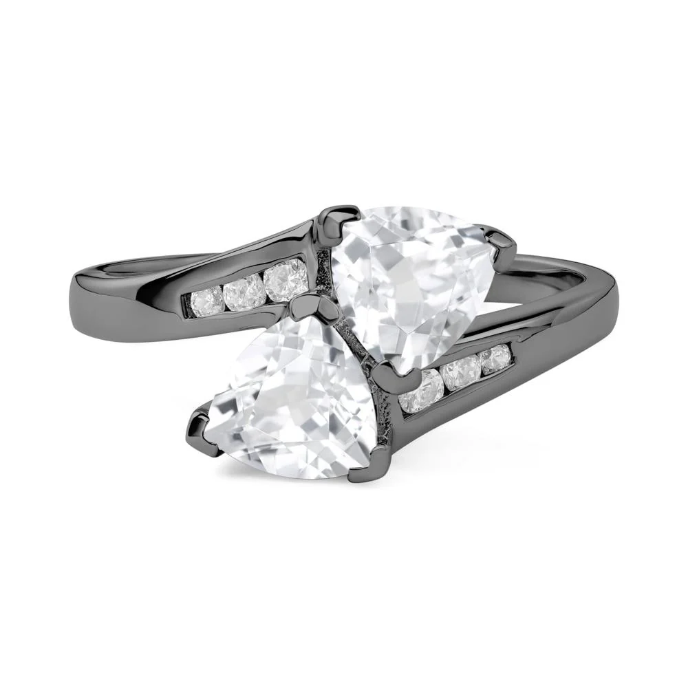 White Topaz Two Stone Bypass Ring - Image 2