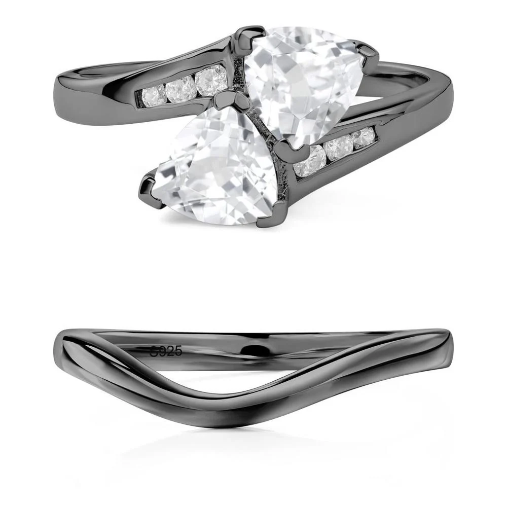 White Topaz Two Stone Bypass Ring - Image 23
