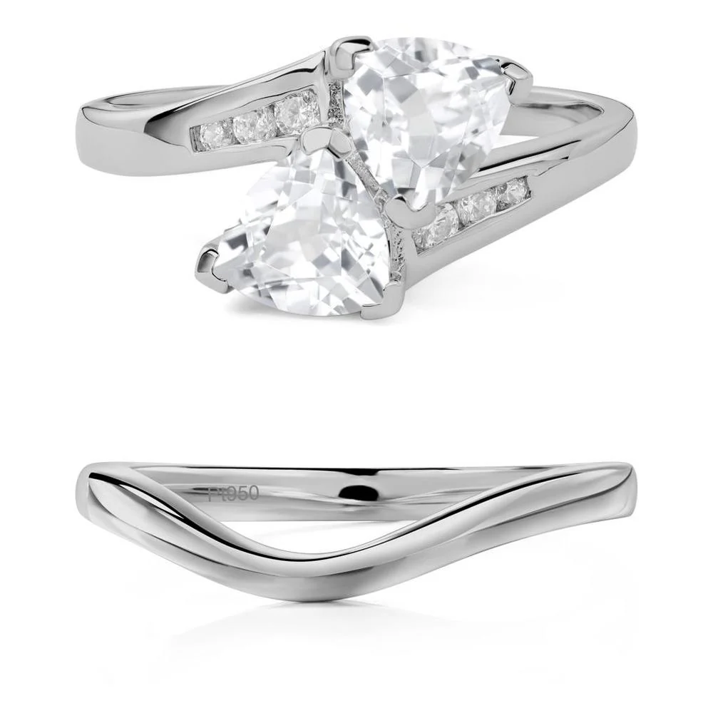 White Topaz Two Stone Bypass Ring - Image 25