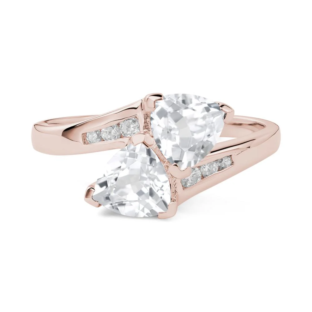White Topaz Two Stone Bypass Ring - Image 5