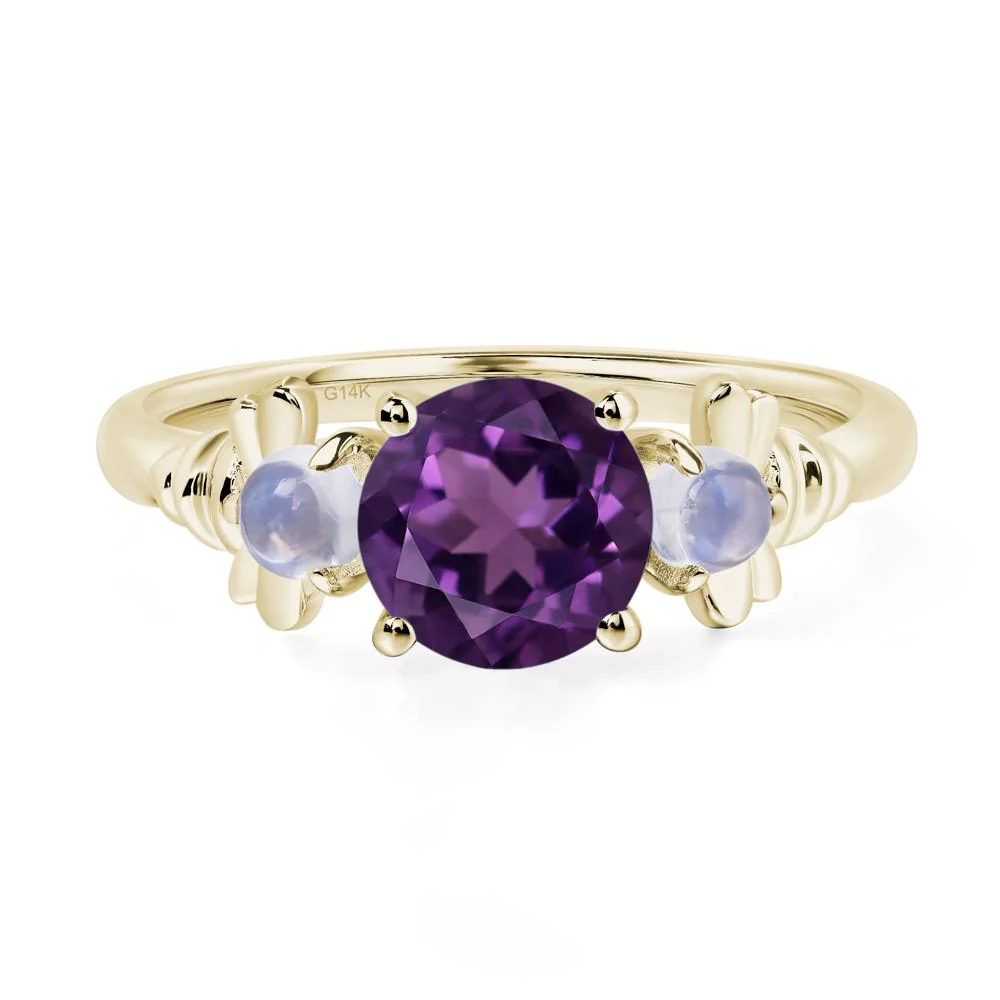 Amethyst and Moonstone Honey Bee Ring