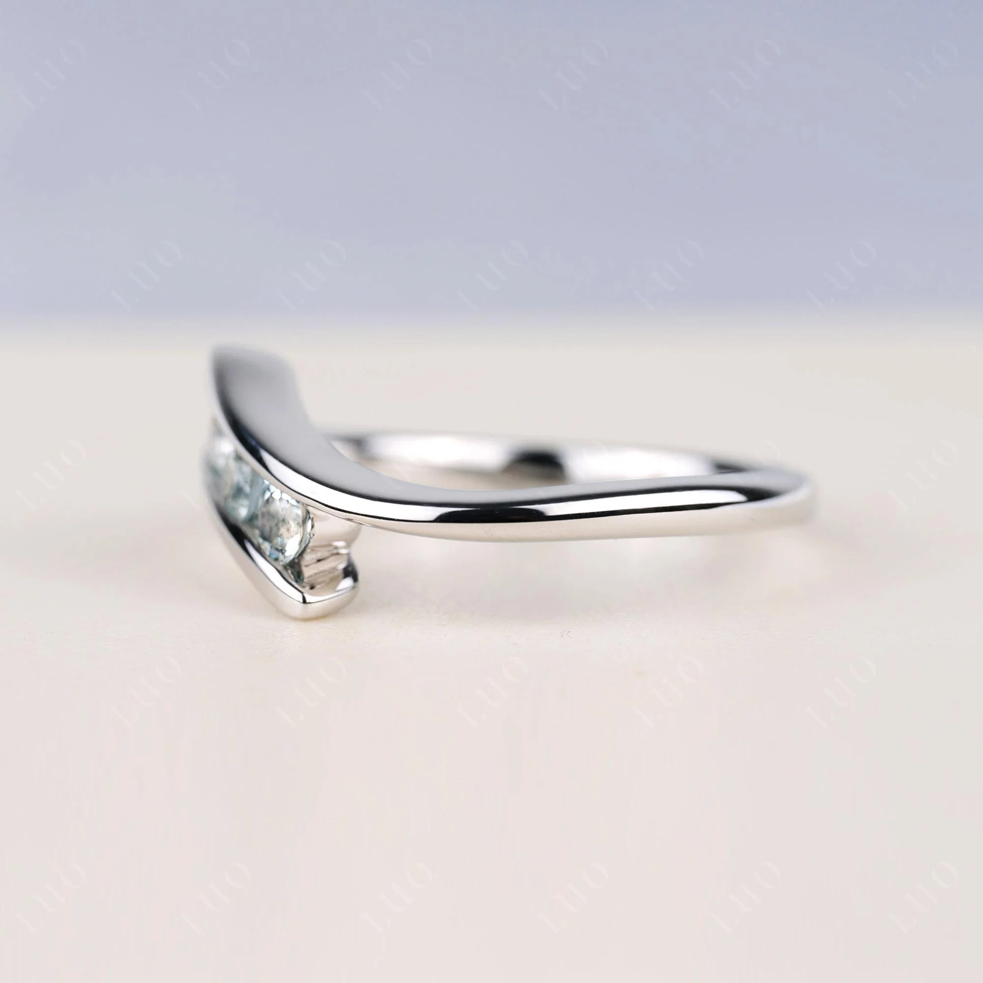 3 Stone Aquamarine Bypass Ring - Image 3