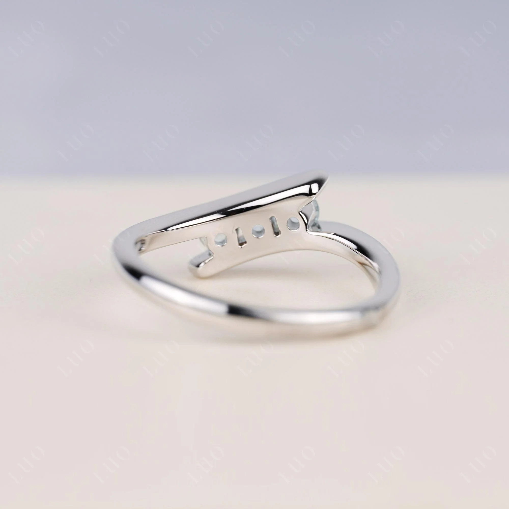 3 Stone Aquamarine Bypass Ring - Image 4