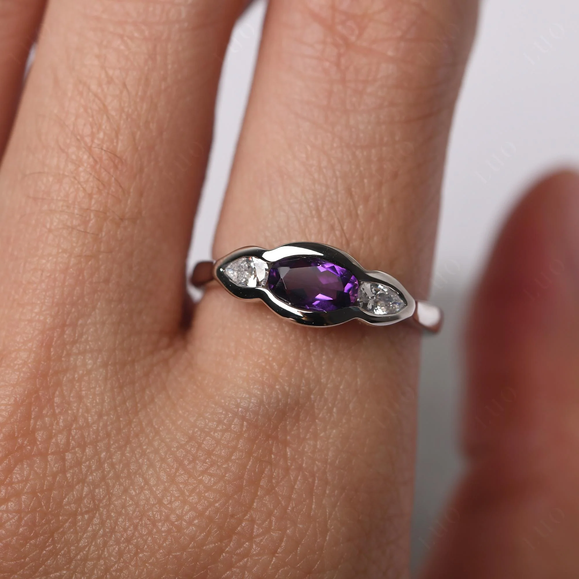 Amethyst Oval Three Stone Engagement Ring - Image 15