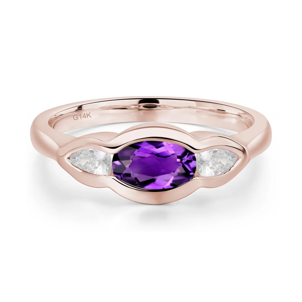 Amethyst Oval Three Stone Engagement Ring - Image 2