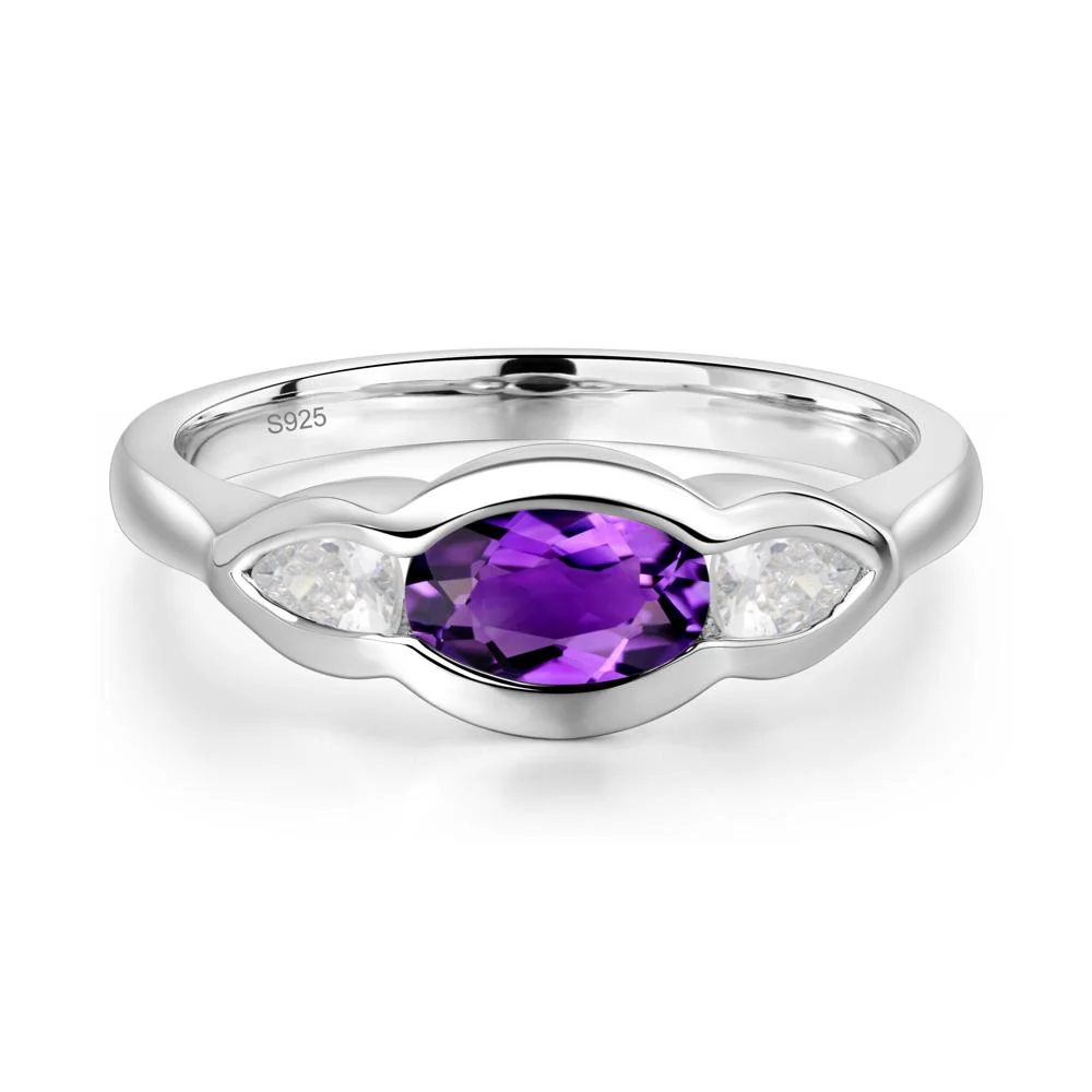 Amethyst Oval Three Stone Engagement Ring - Image 6