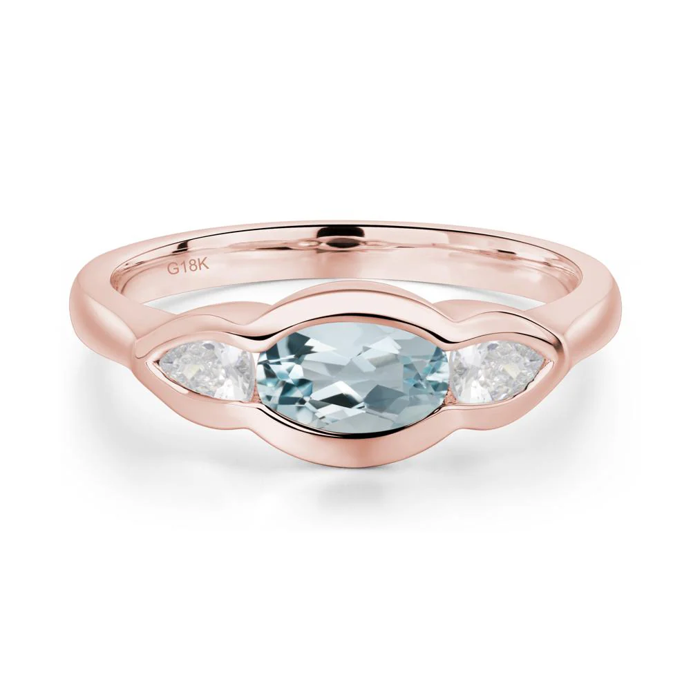 Aquamarine Three Stone Anniversary Ring - Image 2