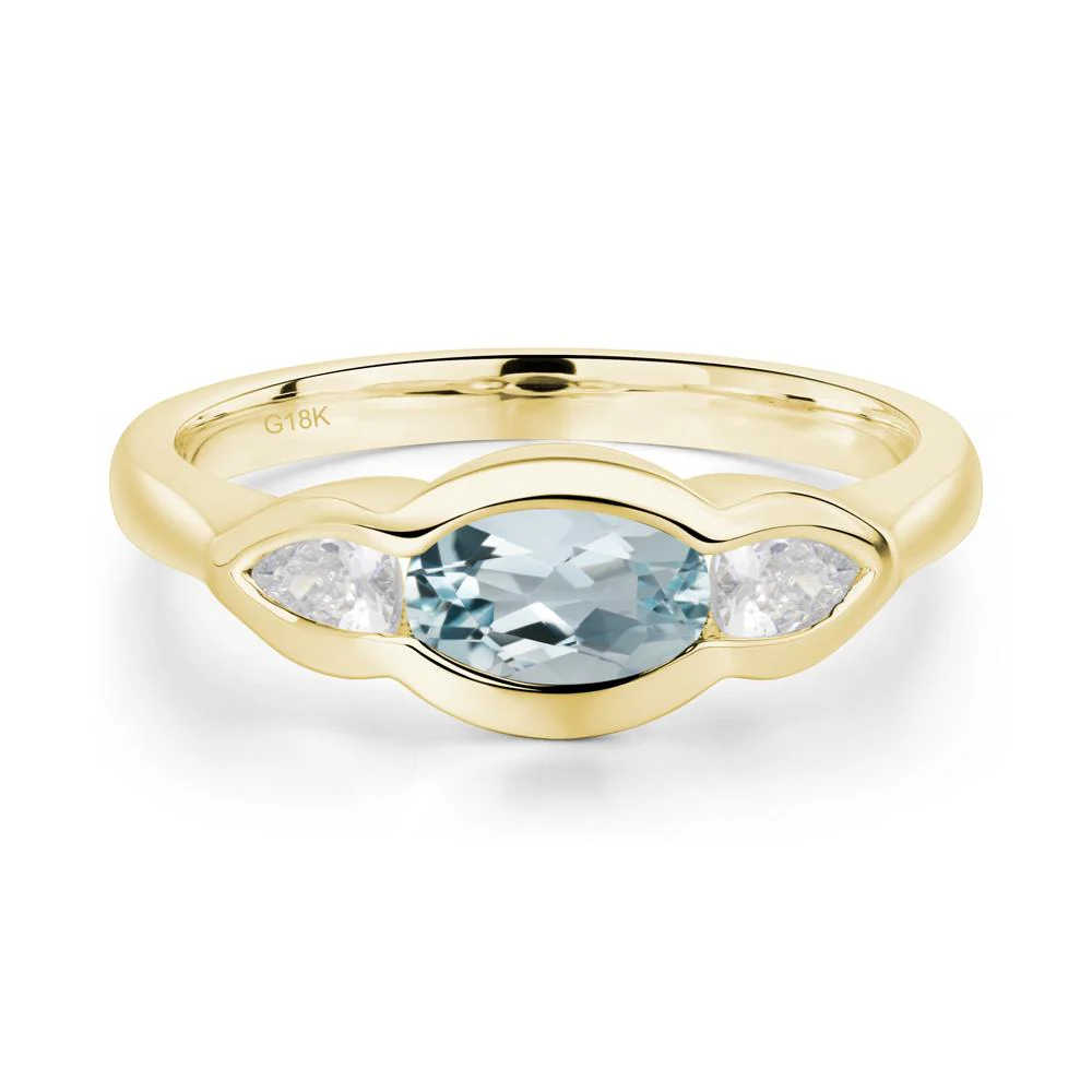 Aquamarine Three Stone Anniversary Ring - Image 4