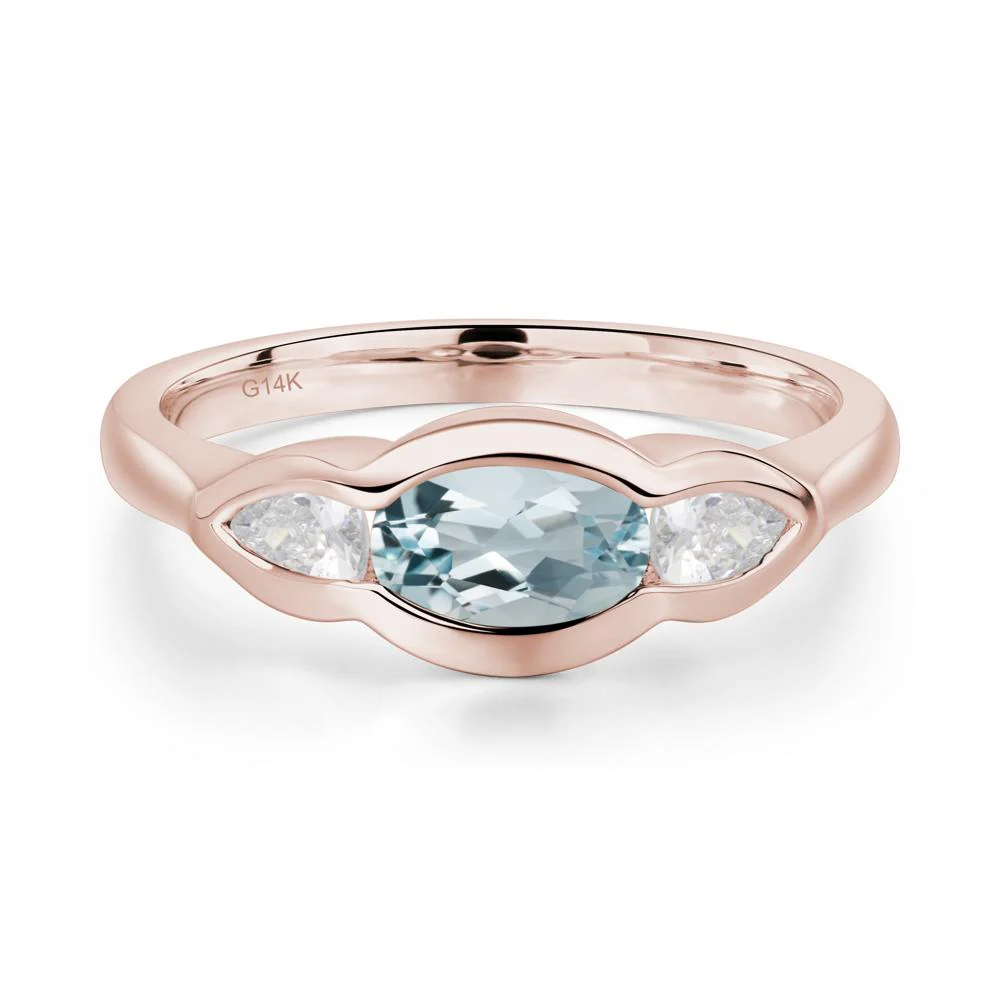 Aquamarine Three Stone Anniversary Ring - Image 5
