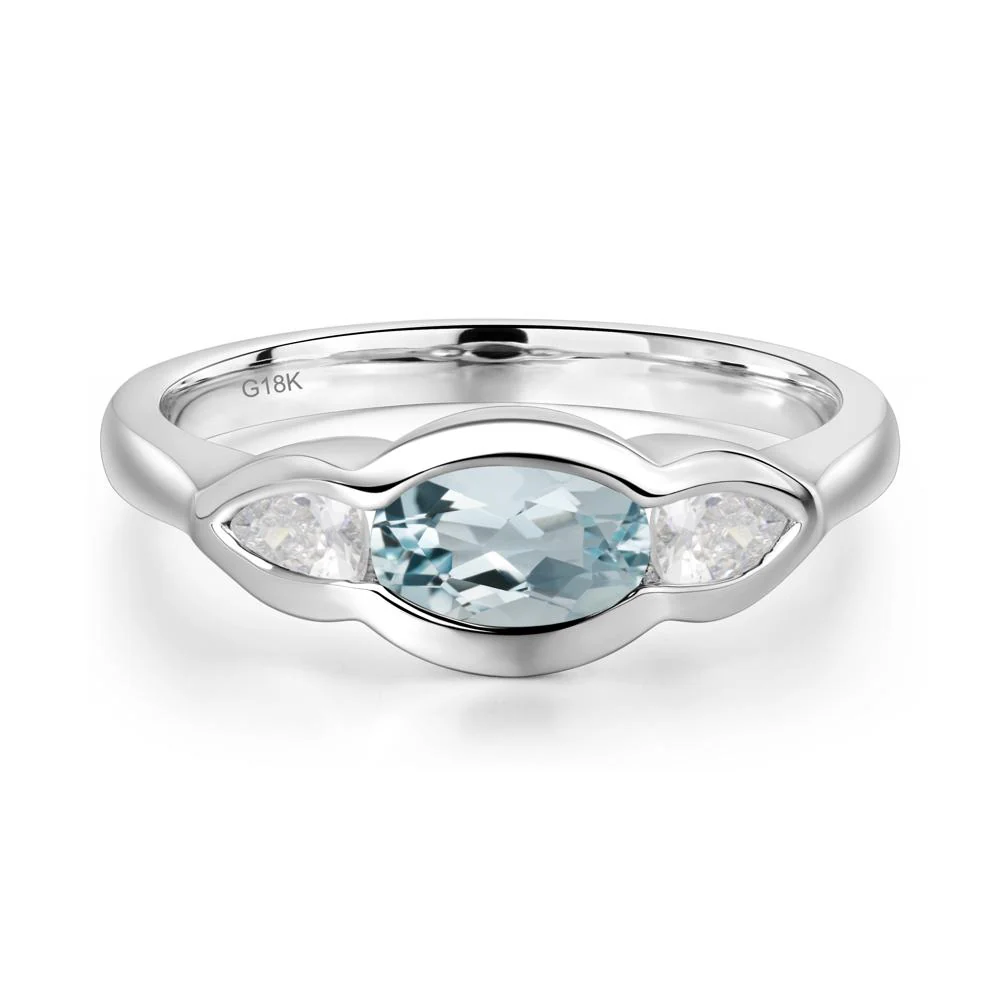 Aquamarine Three Stone Anniversary Ring - Image 9